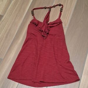 Vanity Red Ruffled Halter Tank Top